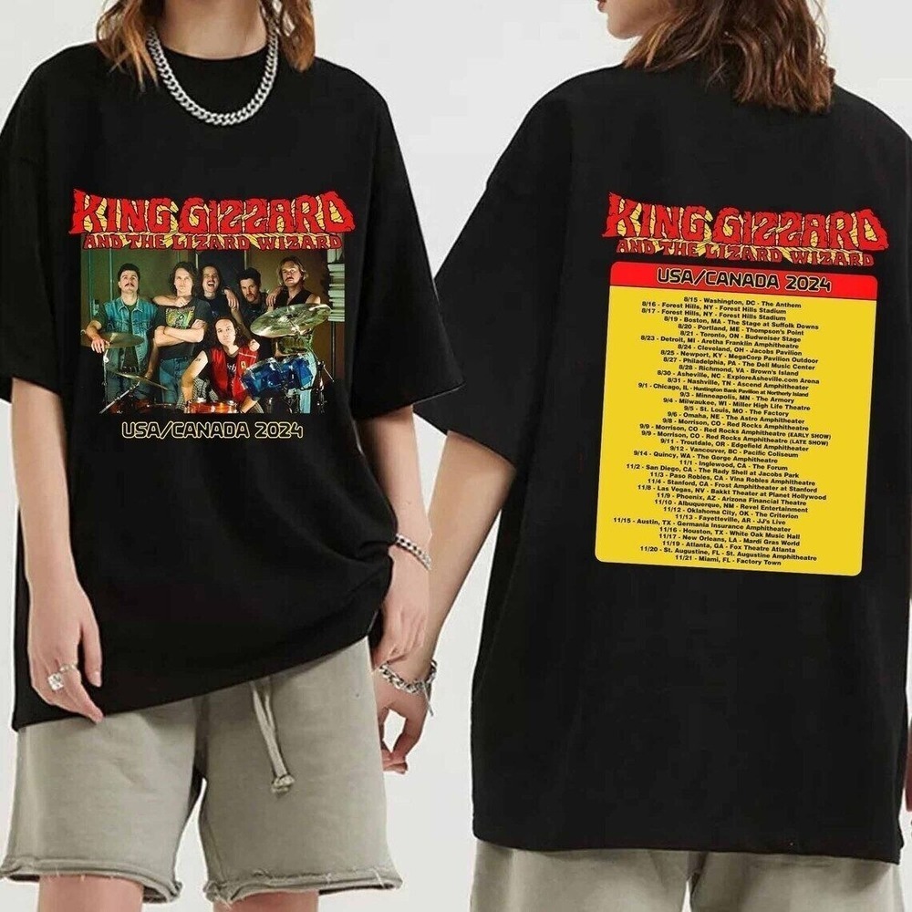 King Gizzard And The Lizard Wizard Tour 2024 Tshirt Gift For Fans-2 Sided - Picture 1 of 4